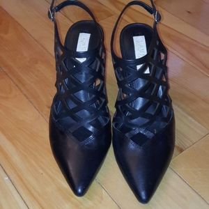 Black slingback pumps